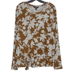 Simply Vera Wang Top Floral Cottage Boho Prairie Earthy Tie Front Ribbed XXL